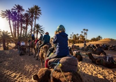 camel riding in desert